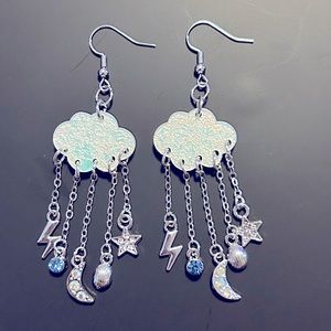 Jeweled Rain Cloud Earrings